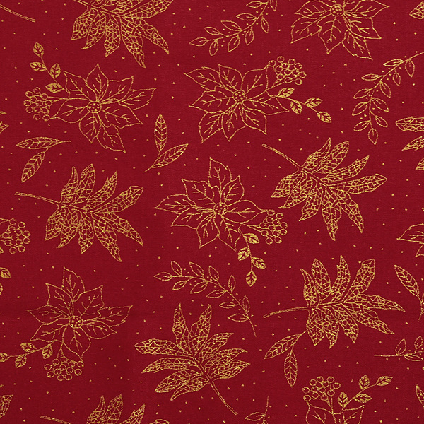 [크래프트코튼] 클래식 포인세티아 프린트원단 - 레드