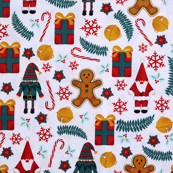 [크래프트코튼] 노움 산타 프린트원단 - 에브리원 투게더