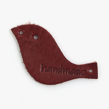 [장식부자재] 버드 핸드메이드 가죽 라벨 - 버건디 (set)