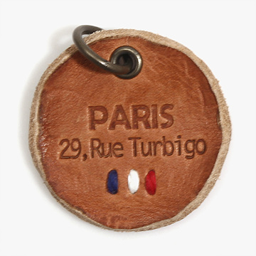 [장식부자재] 프랑스 자수 가죽 라벨 - 오렌지 (개)