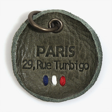 [장식부자재] 프랑스 자수 가죽 라벨 - 터퀴이즈 (개)