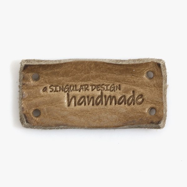 [장식부자재] 싱귤러 디자인 핸드메이드 가죽 라벨 - 딥베이지