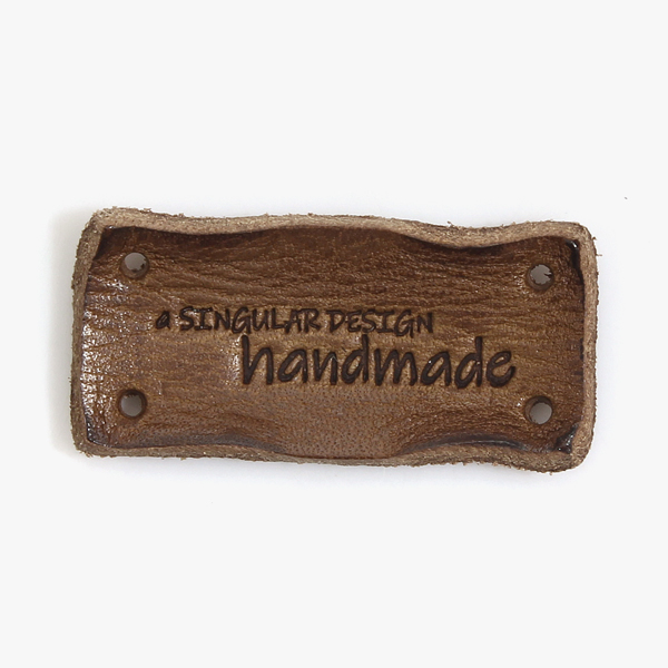 [장식부자재] 싱귤러 디자인 핸드메이드 가죽 라벨 - 브라운