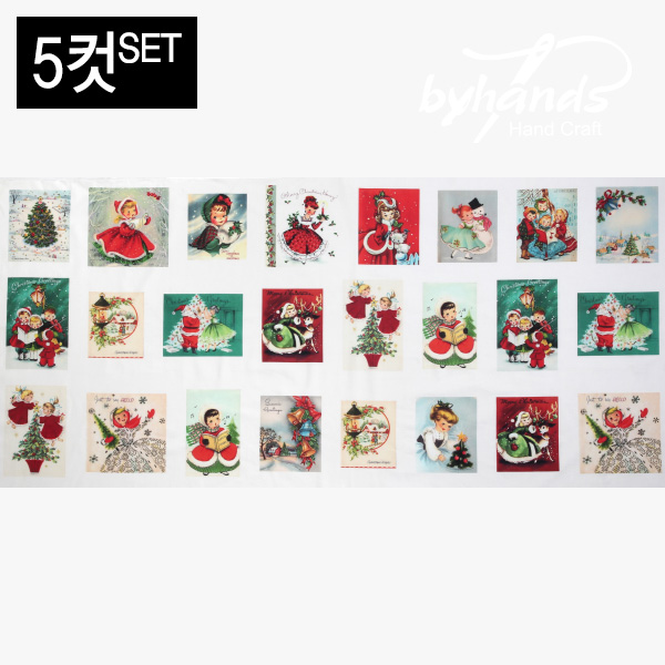 퀼트의시작은? 엔조이퀼트와 함께,[바이핸즈] DTP 빈티지 크리스마스 커트지 110cm x 50cm 5컷 1SET (EYCD-CHRISTMAS)