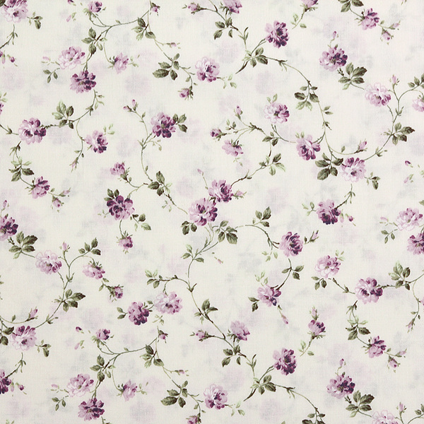 퀼트의 명가 엔조이퀼트,[일본수입원단] 컨트리 플로랄 꽃무늬 셔팅 프린트원단 - 퍼플