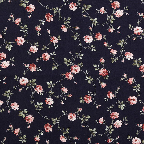 퀼트의 명가 엔조이퀼트,[일본수입원단] 컨트리 플로랄 꽃무늬 셔팅 프린트원단 - 네이비