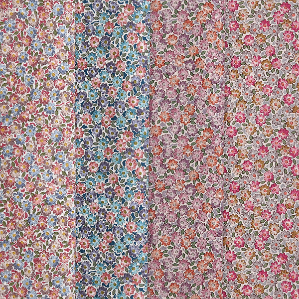 퀼트의시작은? 엔조이퀼트와 함께,[원단패키지] 컨트리 플로랄 잔꽃무늬 셔팅 프린트 4종 - 45cm x 26cm
