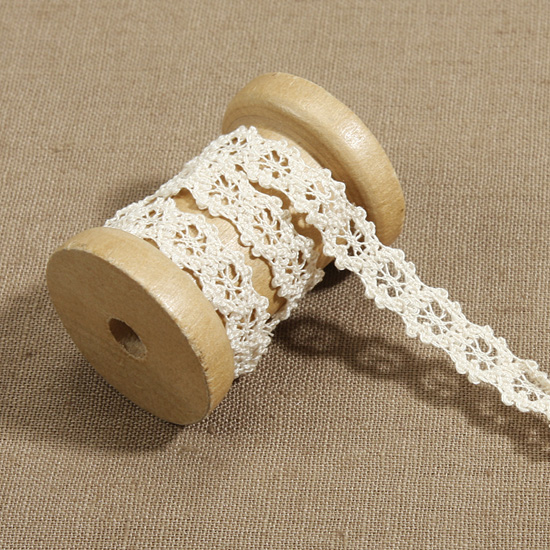 [장식부자재] 내츄럴 면 토션 레이스41 5yd(10mm)-내츄럴