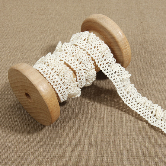 [퀼트부자재] 내츄럴 주름 토션 레이스1 5yd(17mm)-내츄럴
