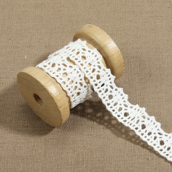 [장식부자재] 내츄럴 면 토션 레이스20 5yd(15mm)-아이화이트