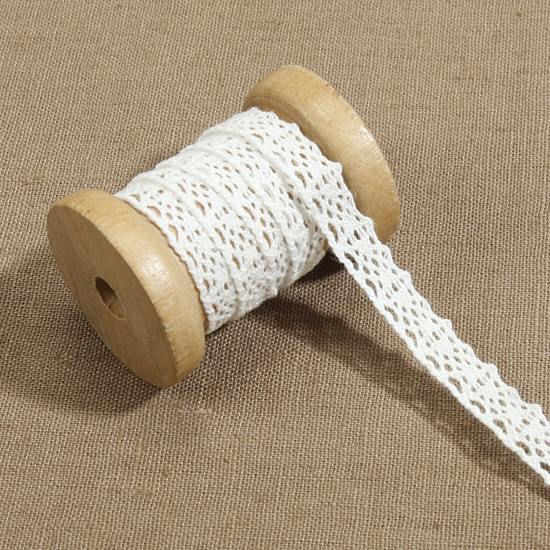 [장식부자재] 내츄럴 면 토션 레이스38 5yd(8mm)-아이화이트