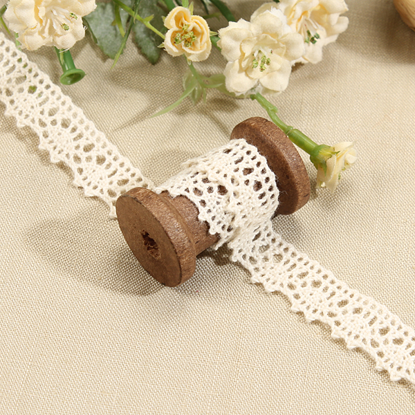 [장식부자재] 내츄럴 면 토션 레이스26 5yd(15mm)-내츄럴