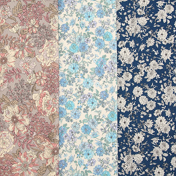 [원단패키지] 코스모 일본 수입원단 꽃무늬 옥스포드 면원단 3종 - 45cmX26cm (set)