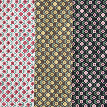 [원단패키지] 코카 일본 수입 린넨캔버스 면원단 꽃무늬 퀼트천 3종 - 45cm x 26cm (set)