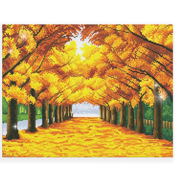 [생활용품2] DIY 비즈 보석십자수 인테리어 풍경 액자 가을 황금빛 산책길 그림 - 50x40cm