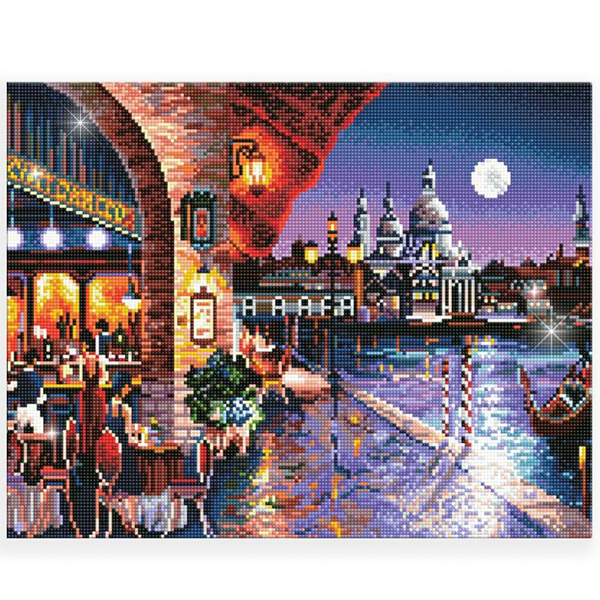 [생활용품2] DIY 비즈 보석십자수 인테리어 풍경 액자 문라이트 베니스 그림 - 50x40cm