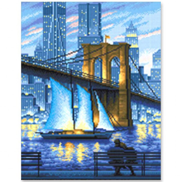 [생활용품2] DIY 비즈 보석십자수 인테리어 풍경 액자 브루클린의연인 - 40x50cm