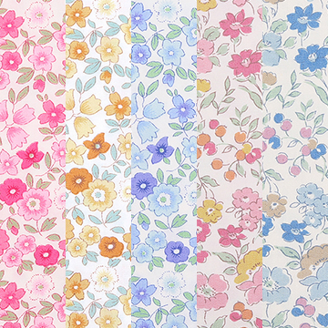[원단패키지] 세븐베리 일본수입 꽃무늬 퀼트천 플라워 면원단2 5종 - 45cm x 26cm (set)