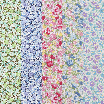 [원단패키지] 세븐베리 일본수입 꽃무늬 퀼트천 플라워 면원단3 5종 - 45cm x 26cm (set)