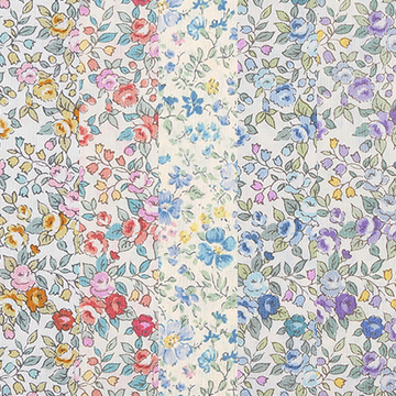 [원단패키지] 세븐베리 일본수입 꽃무늬 퀼트천 플라워 면원단5 5종 - 45cm x 26cm (set)