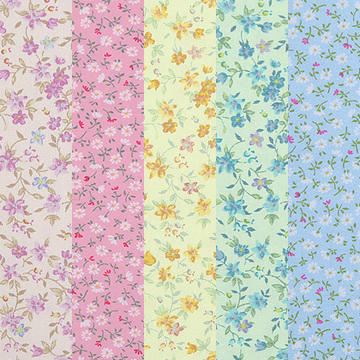 [원단패키지] 세븐베리 일본수입 꽃무늬 퀼트천 플라워 면원단8 5종 - 45cm x 26cm (set)