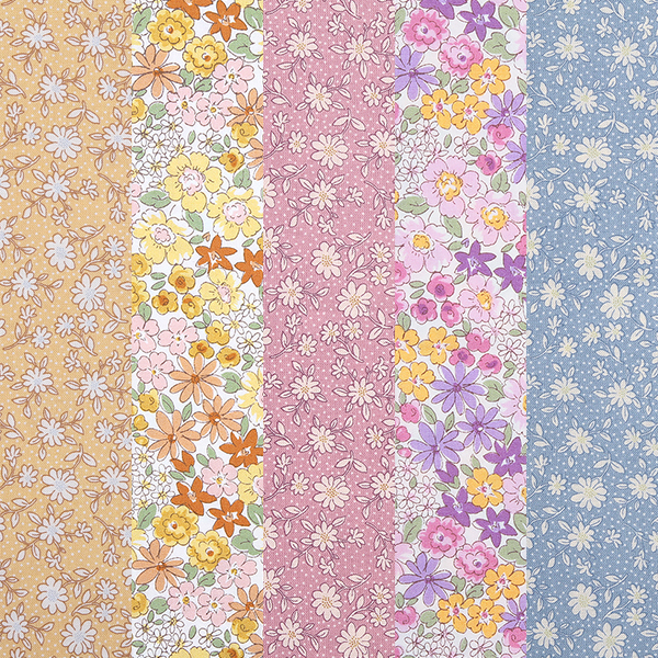 퀼트의 명가 엔조이퀼트,[원단패키지] 세븐베리 일본수입 꽃무늬 퀼트천 플라워 면원단9 5종 - 45cm x 26cm