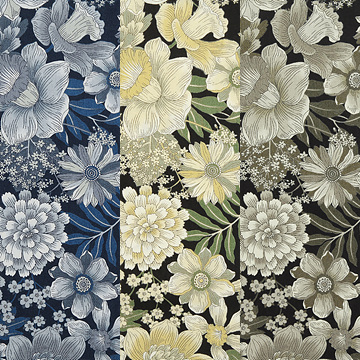 [원단패키지] 세븐베리 일본수입 꽃무늬 퀼트천 플라워 면원단10 3종 - 45cm x 26cm (set)