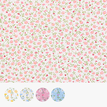 [세븐베리] 일본 수입원단 꽃무늬 퀼트천 플라워 면원단 - 6112-D4 (1/2Yd)