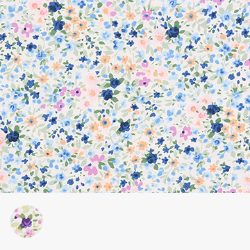 [세븐베리] 일본 수입원단 꽃무늬 퀼트천 플라워 면원단 - 6116-D1 (1/2Yd)