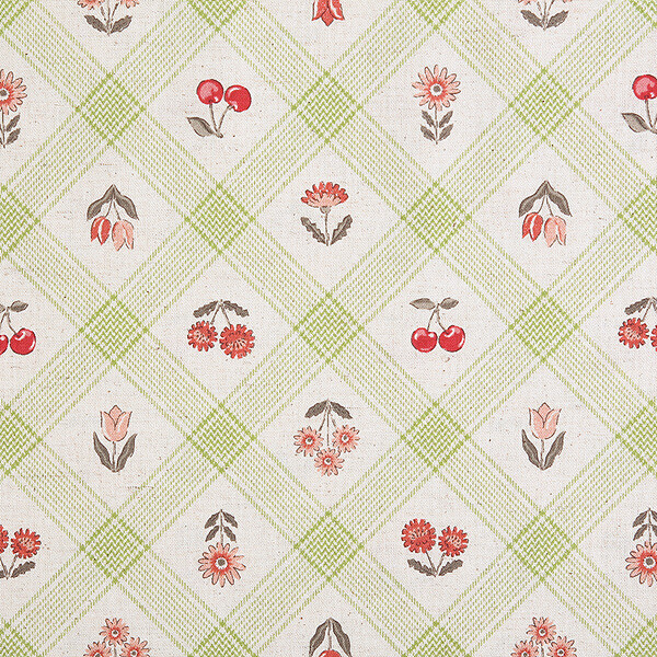 퀼트의시작은? 엔조이퀼트와 함께,[코카] 일본 수입원단 린넨 체크 면원단 꽃무늬 퀼트천 - YGA61000-2