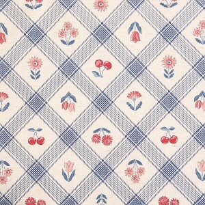 [코카] 일본 수입원단 린넨 체크 면원단 꽃무늬 퀼트천 - YGA61000-2 (1/2Yd)
