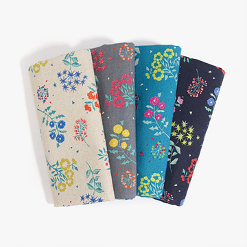 [코카] 일본 수입 에치노 퀼트천 린넨 캔버스 꽃무늬 면원단 - EKX98030-30 (1/2Yd)