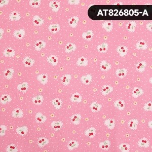 [유와] 마츠야마 아츠코 체리 하트 셔팅 프린트원단 - AT826805 ☆ (1/2Yd)