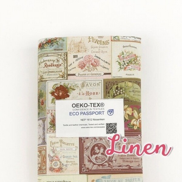 오코텍스인증 DTP 대폭 린넨원단 - 빈티지로즈라벨