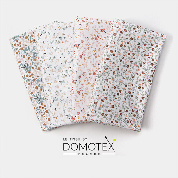 퀼트의시작은? 엔조이퀼트와 함께,[원단패키지] 도모텍스 프랑스 수입원단 퀼트 인형 꽃무늬 면원단 옵션7 4종 -30x37cm