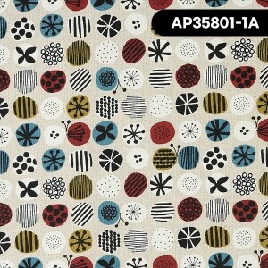 [코스모] 플라워 도트 린넨캔버스 프린트원단 - AP35801-1 (1/2Yd)