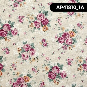 [코스모] 올드로즈 린넨캔버스 프린트원단 - AP41810-1 (1/2Yd)