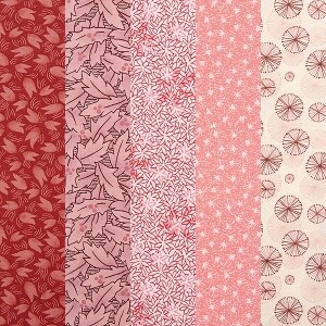 [원단패키지] 스토프 덴마크 수입 꽃무늬 퀼트천 도트 프린트 면원단4 5종 - 45cmx26cm (set)
