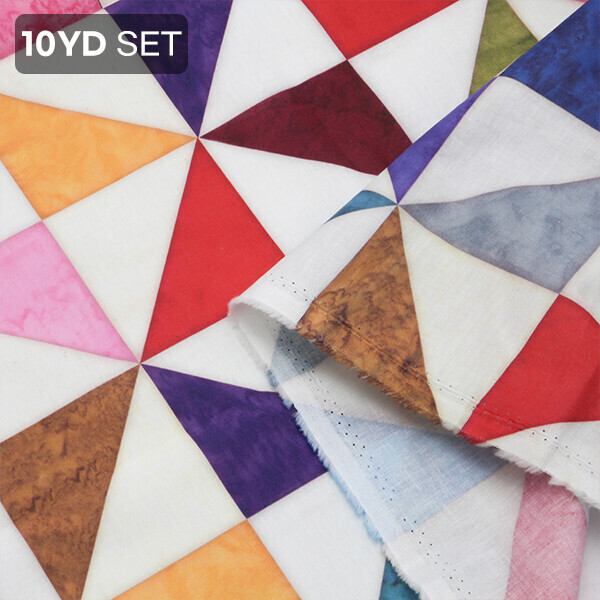 [바이핸즈] DTP 대폭 바람개비 패치워크 입체프린트 원단 - 오방색 (EYCD-31) 10YD