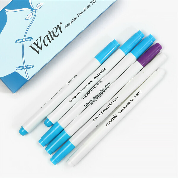 퀼트의시작은? 엔조이퀼트와 함께,[키링] 수성펜 물에 지워지는 펜 블루 바이올렛 듀얼팁 양면 0.5mm, 1mm 지우개펜