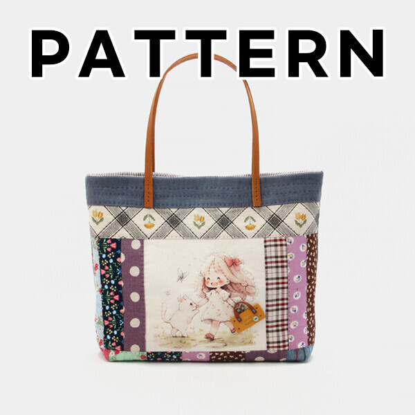 [바이핸즈] 퀼트도안 - 명랑소녀 토트백
