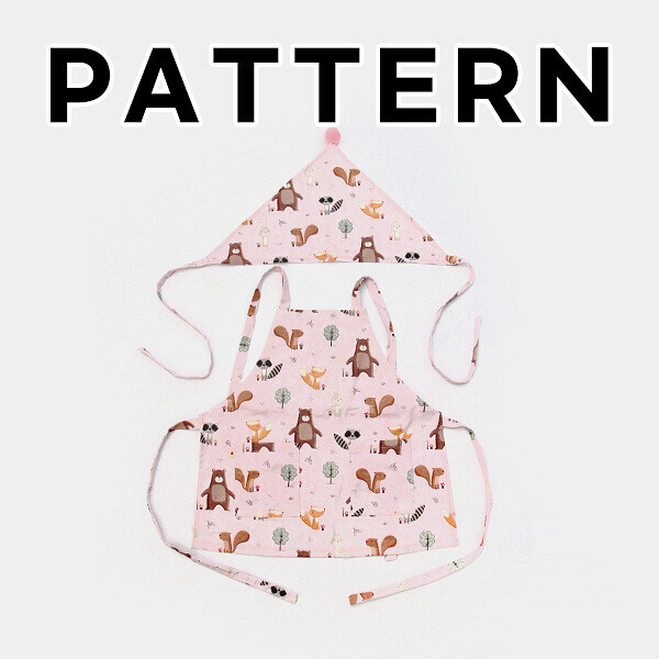 [바이핸즈] 퀼트도안 - 꼬마 요리사 앞치마 세트 (핑크)