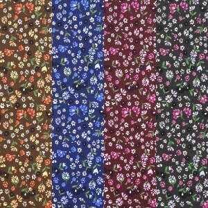 [원단패키지] 코카 레트로 플라워 코듀로이 기모(융) 프린트 4종 - 45cm x 26cm JSH5433 (set)