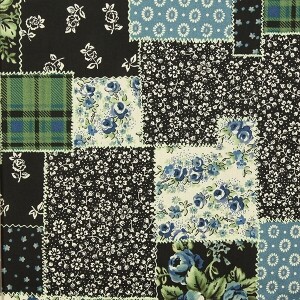 [유와] 플라워 페스티벌 셔팅 프린트원단 - 그린블랙 (1/2Yd)