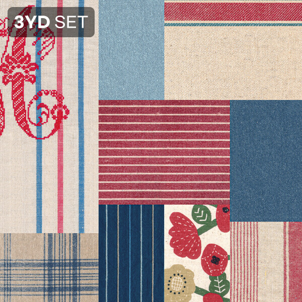 하프린넨 멀티 패치워크 (레드) - 3YD 1세트