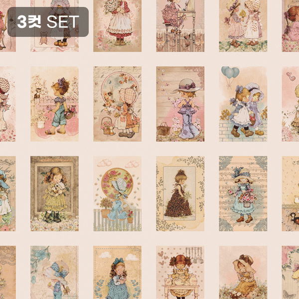 퀼트의시작은? 엔조이퀼트와 함께,홀리하비 스타일 빈티지 소녀 하프린넨 커트지 140cm x 60cm (S) - 3컷 1세트