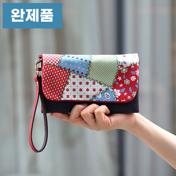 [바이핸즈] 퀼트완제품 소품 - 피드색 패치더블 장지갑