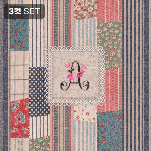 패치워크 레이스 알파벳 하프린넨 커트지 140cm x 90cm (핑크) - 3컷 1세트 (개)