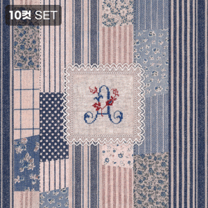 패치워크 레이스 알파벳 하프린넨 커트지 140cm x 90cm (블루) - 10컷 1세트 (개)