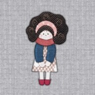 [바이핸즈] DTP 옥스포드 대폭 뽀글소녀 아플리케 입체프린트 커트지 (EYCD-52) (개)